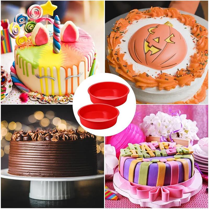 2Pcs Silicone Cake Mold 6/8Inch Cake Tins Nonstick Cake Pastry Mousse Bread Baking Mold Cake Pans Baking Tray Baking Accessories