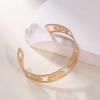 European and American Jewelry Bamboo Inlay Creative Temperament Bracelet Light Luxury Opening Stainless Steel Electroplated 18k Women's Gold Bracelet