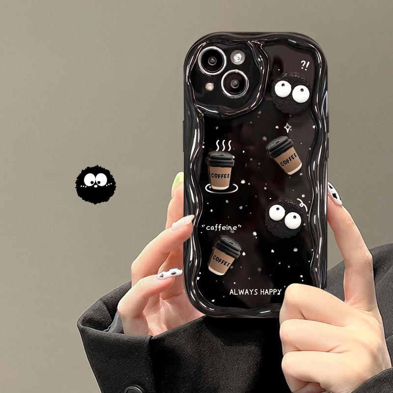 Applicable To Apple 14promax Mobile Phone Case IPhone 15/13 Coffee Briquette Three-dimensional Doll 12mini Silicone 7
