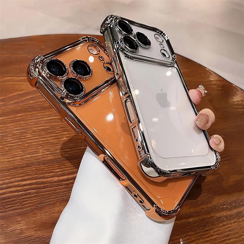 Luxury Electroplate Shockproof Transparent Phone Case For iPhone 17 Pro Max 17Pro 17Air Lens Protector Bumper Cover For iPhone17