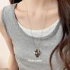 Elegant Faux Stone Marbled Flower Necklace – Stylish Sweater Chain for Unique Fashion Statements
