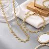 Gold Retro Heart Chain Necklace & Bracelet Set – Titanium Steel Jewelry for Women