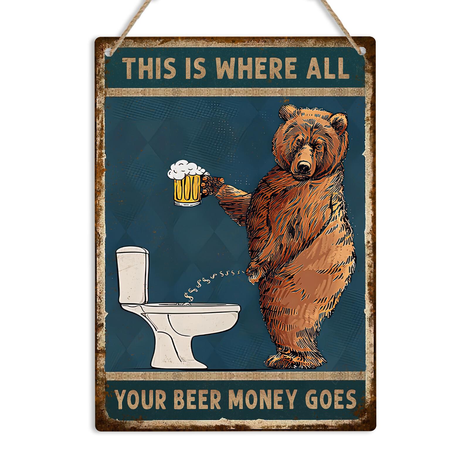 Beer Money Funny Toilet Metal Sign Bathroom WC Wall Decor Plaque Restroom Art 20X30CM