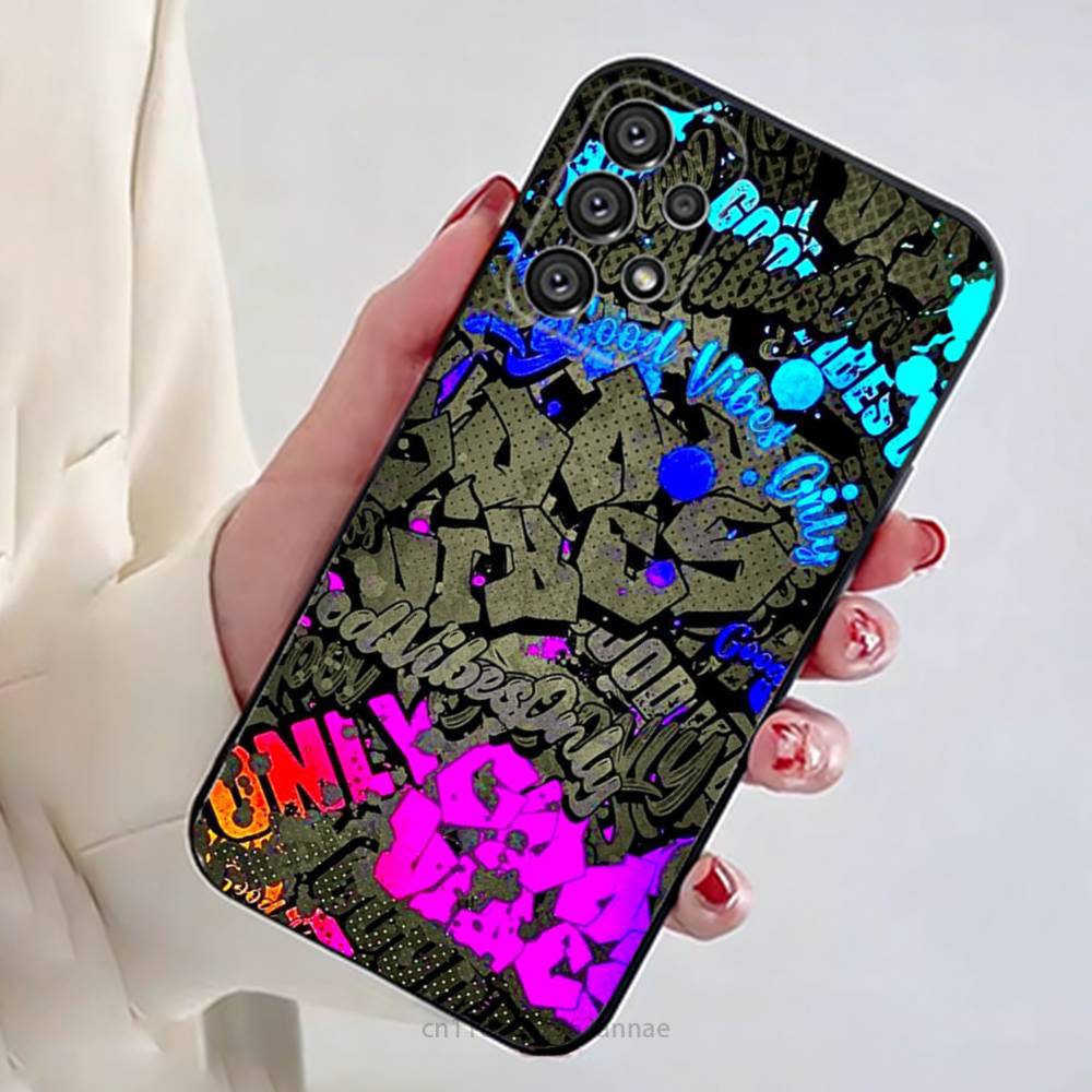 

Graffiti Phone Case For Samsung Galaxy A13,21s,22,31,32,52,53,71,80,A91 Soft Black Shell Samsung A72