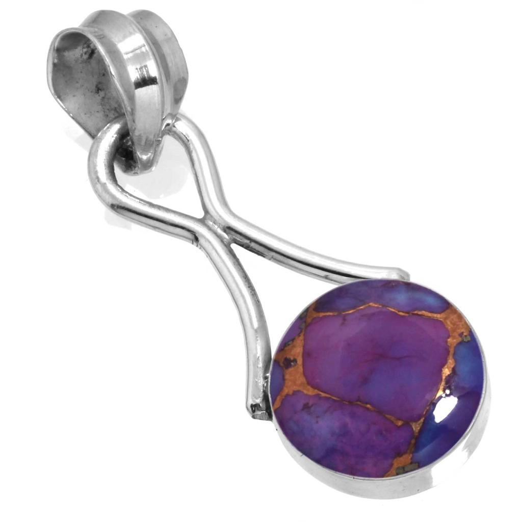 925 Sterling Silver Pendant Women Gemstone Handmade Jewelry Birthday Gift Blue Green Purple Copper Turquoise Pearl Lapis Mother Of Pearl Cocktail