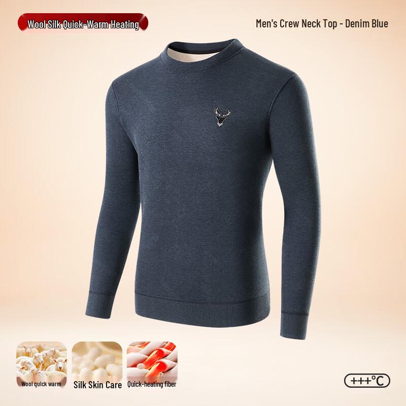 Men's Thickened Thermal Wool Silk Blend Base Layer Top