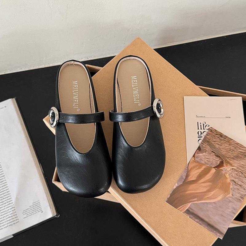 

Flat-bottomed bag head and half slippers for women s summer wear 2025 new one-pedal with skirt gentle wind single shoes sandals 40 чорний