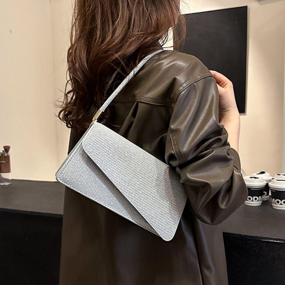 PU Rhinestone Handbag Glitter Ladies Underarm Bag Elegant Evening Banquet Bag Party