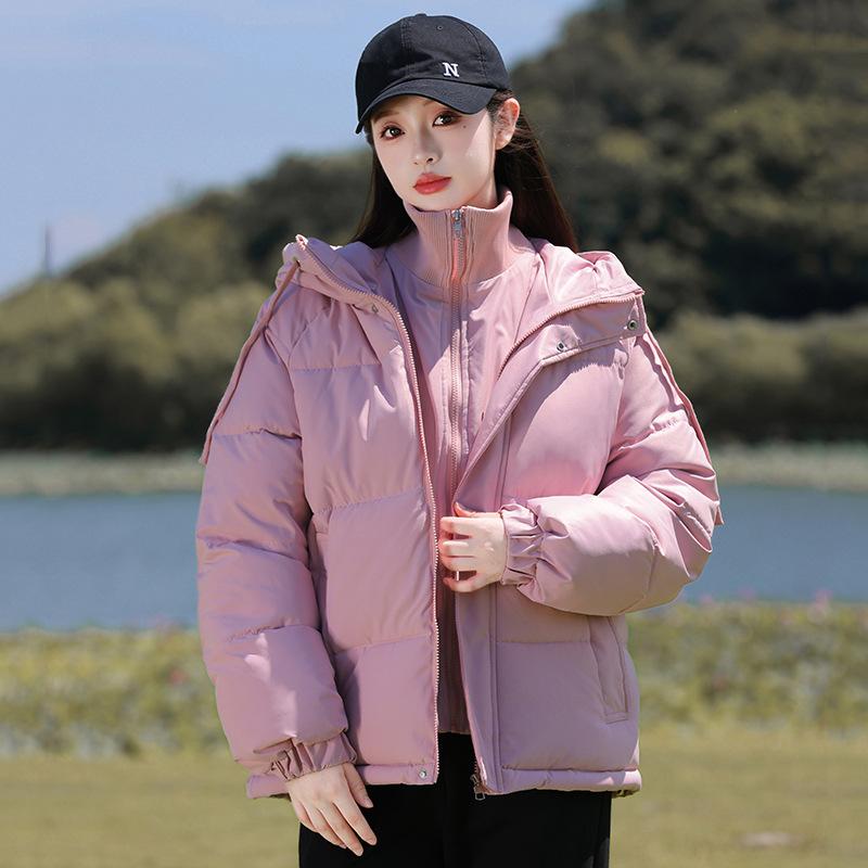 

Женская зимняя куртка 2в1 с толстым хлопковым наполнителем, капюшоном, короткая, теплая XL розовый