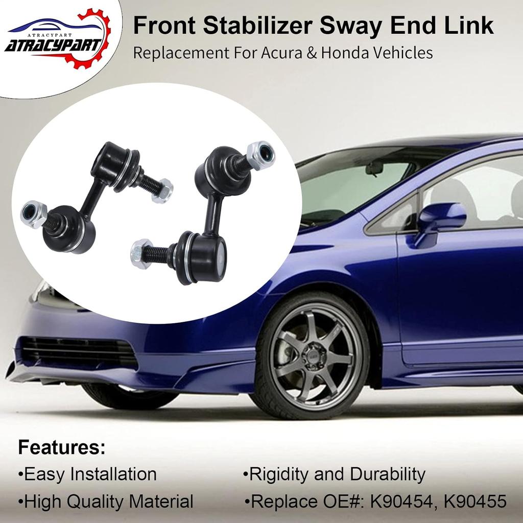 Sway Bar Front Stabilizer Bar End Link, Compatible With 2001-2005 Acura EL, 2002-2006 RSX, 2001-2005 Honda Civic, 2002-2006 CR-V, 2003-2011 Element,