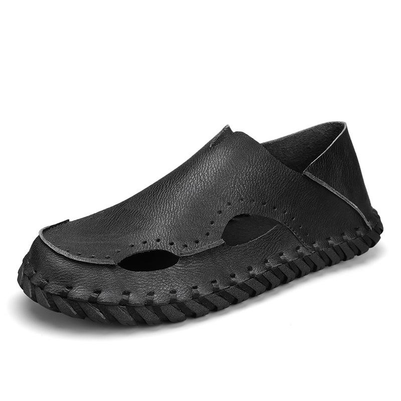 Men's Sandals Summer New Youth Trendy Personality Handmade Beach Closed Toe Stylish Outdoor Slippers