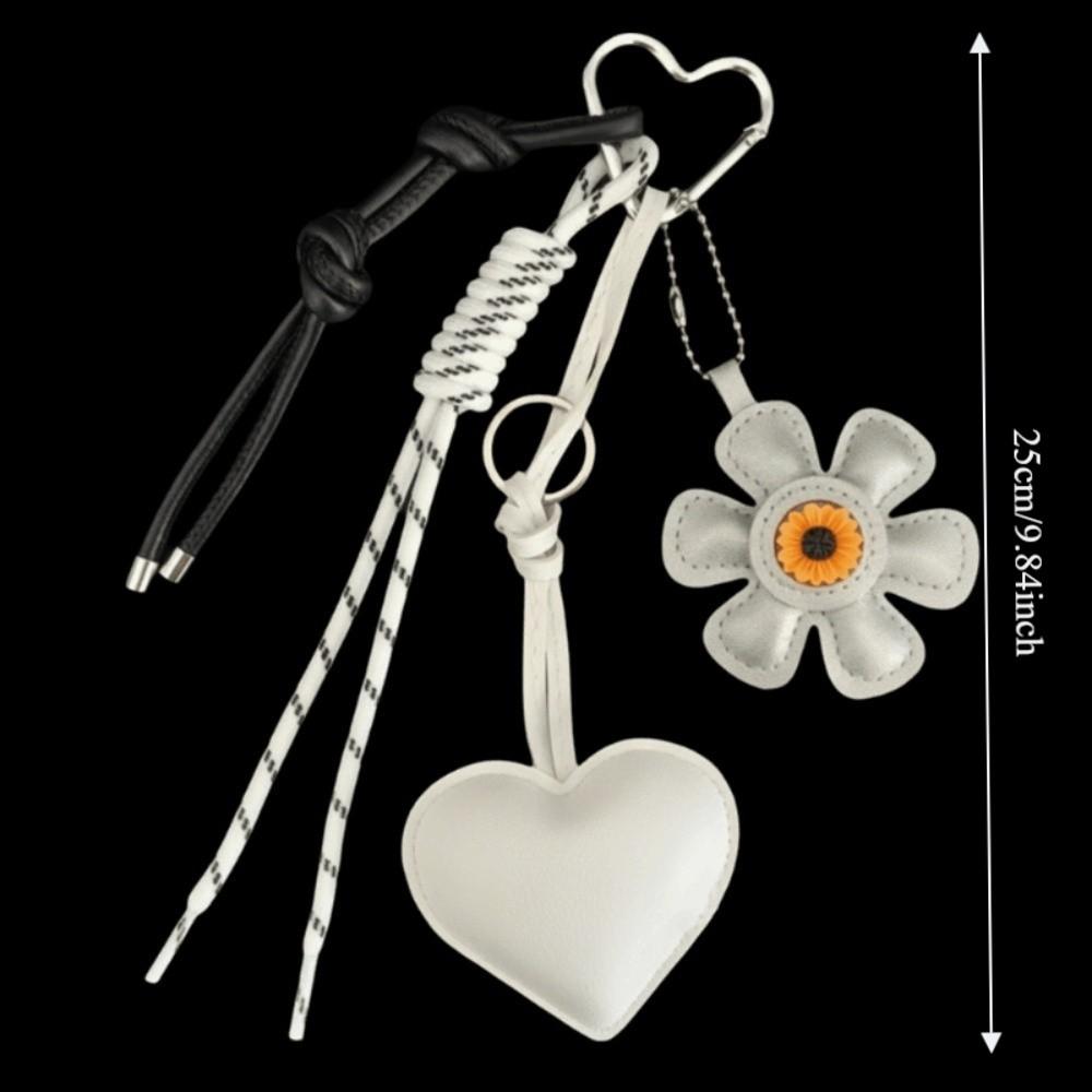 Sunflower Flower Heart Keychain Vintage Bag Ornament Fashion Bag Hanging Keys