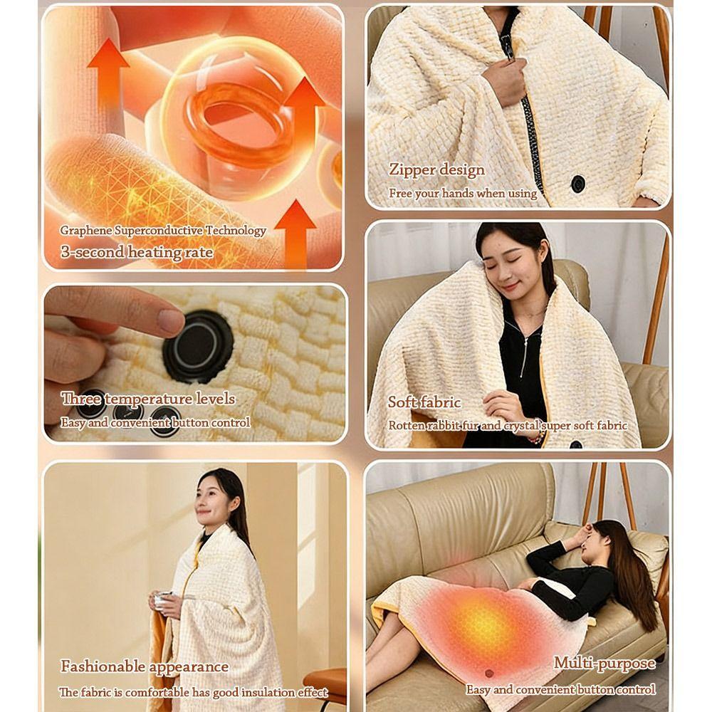 Household Wearable USB Electric Heated Blanket Washable Warm Clothing Heating Lap Blanket Portable Electric Wrap for Winter