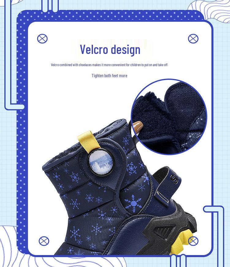 Winter Kids' High-Top Leather Snow Boots - Warm, Thick, Non-Slip Velvet Lining for Boys & Girls