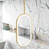 Double-Sided Oval Hanging Mirror with Light for Bathroom or Barber Shop