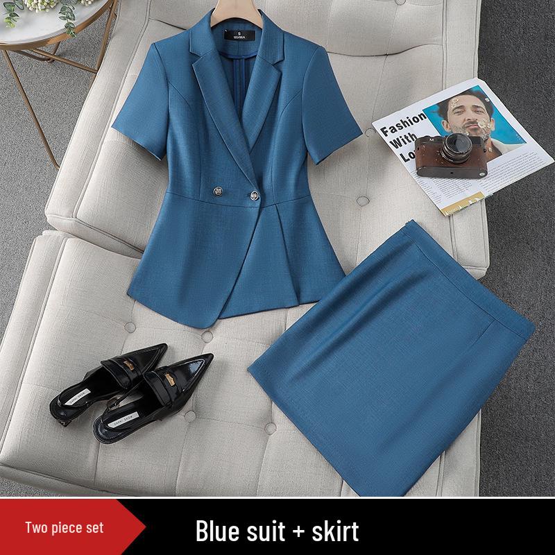 Premium Women's Formal Summer Suit Set: Beautician & Hotel Workwear Skirt