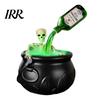 Halloween Party Decor Witch Cauldron, Large Plastic Black Bucket with Floating Potion Bottle, Durable Decoration Spooky Soup Pot for Home Porch,