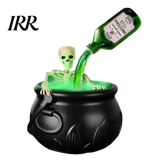 Halloween Party Decor Witch Cauldron, Large Plastic Black Bucket with Floating Potion Bottle, Durable Decoration Spooky Soup Pot for Home Porch,