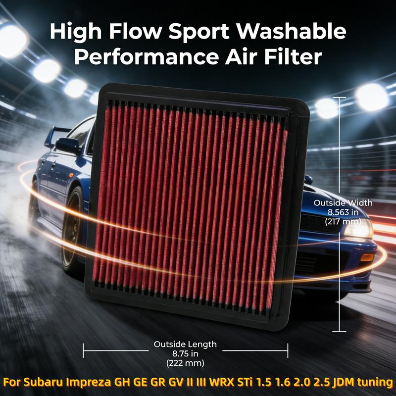 

For Subaru Impreza GH GE GR GV II III WRX STi 1.5 1.6 2.0 2.5 JDM tuning 2007-2014 High Flow Sport Washable Air Filter 33-2304