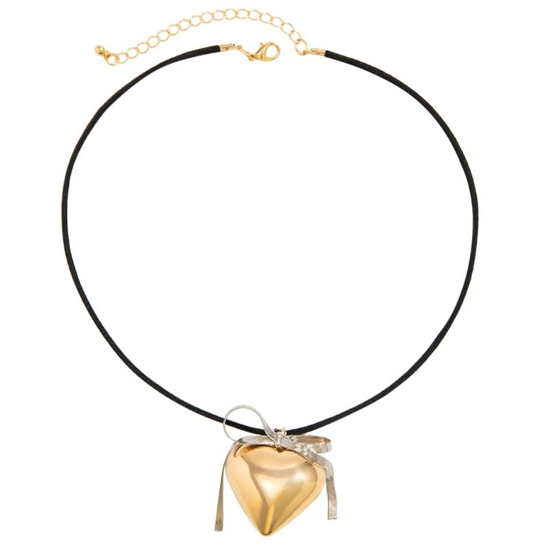 

Adjustable Heart Bowknot Earrings/Necklace Stylish Love Bow Themed Ornament for Women Girls Elegant Party Supplies золотий