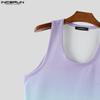 INCERUN Men U Neck Sleeveless Gradient Texture Casual Tank Tops