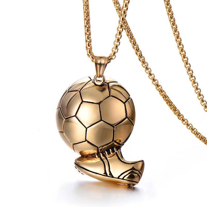 European and American Fashion World Cup Football Retro Men s Football Products Men s Necklace Pendant 60CM(Necklace Long)