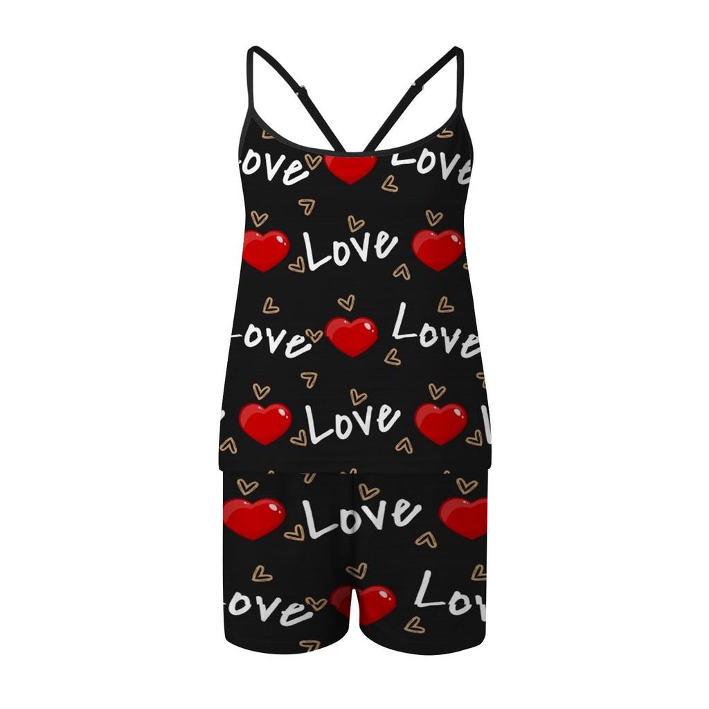 Bedruckte Pyjama-Sets für Damen, weiche zweiteilige Loungewear-Sets, ärmellose Oberteile und Shorts, passende Pyjamas, Nachtwäsche