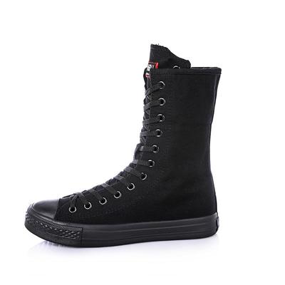 Chaussures en toile montantes à lacets sur le devant et fermeture éclair latérale pour femmes, couleur unie, respirantes, douces et confortables pour la danse