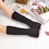 Winter Knitted Fingerless Gloves Warm Cycling Thumb Hole Arm Sleeve Windproof Women Stretchy Outdoor Running Hiking Mittens