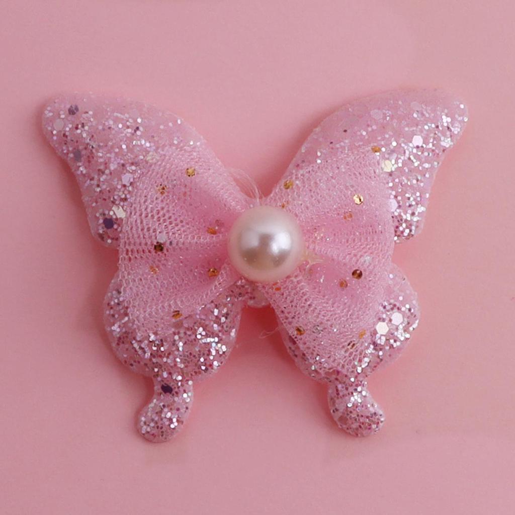Scallion Powder Mesh Pearl Butterfly Hair Clip, Tie, and Headband DIY Accessories