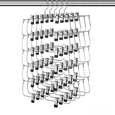 Skirt Hanges Space Saving, Pants Hangers with Clips 6 Tier,Closet Organizers and Storager,Clothes Hanger Space Saver