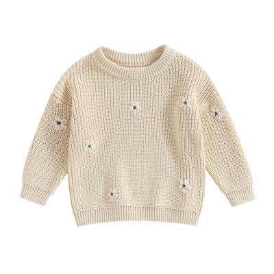 Baby Girl Sweater, Long Sleeve Crew Neck Flower Winter Warm Knit Pullover Sweater Infant Clothes