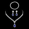 Zinc Zinc Alloy Bridal Jewelry Set Round Droplet Wedding Rhinestone Set Brilliant Necklace Earnail Set  Girls