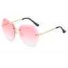 Irregular Vintage Sunglasses Women Brand Rimless Round Sun Glasses Female Retro Metal Frame Clear Lens Pink Brown Shades