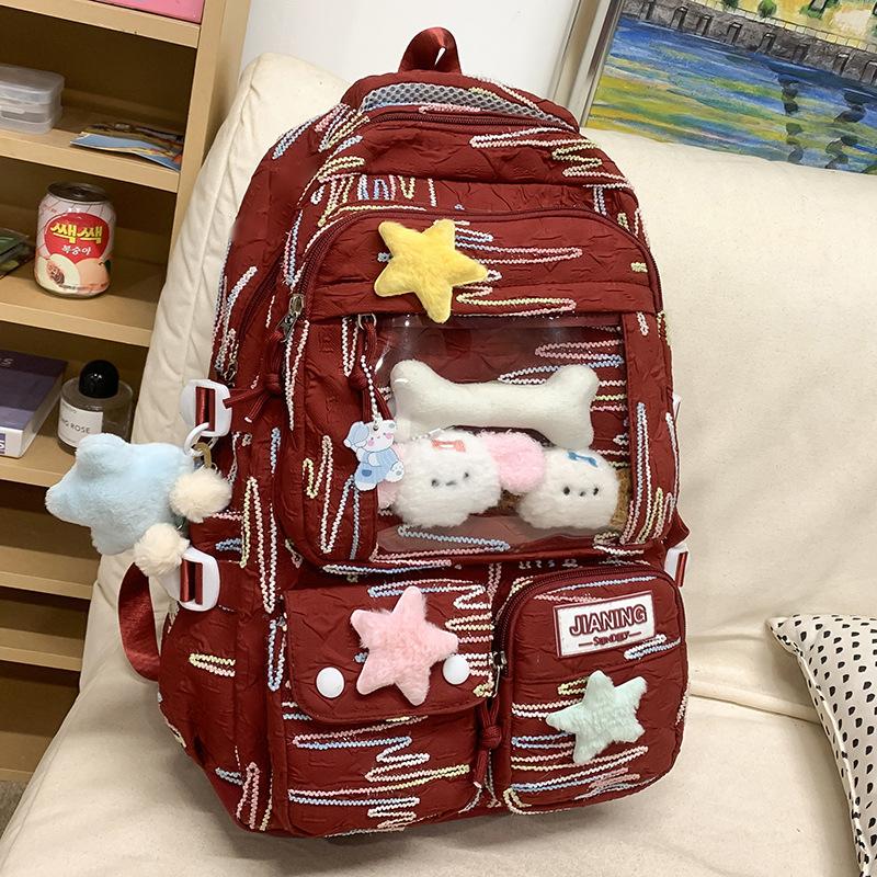 Schoolbag Children Elementary School Students Junior High School Girls Multi Layer High Value Ins Pain Bag Backpack