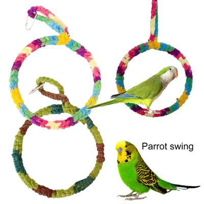 Anel de Papagaio Gancho Tecido à Mão Design Aliviar o Tédio Pássaro de Pelúcia Gaiola de Papagaio Brinquedo de Balanço Suprimentos para Animais de Estimação