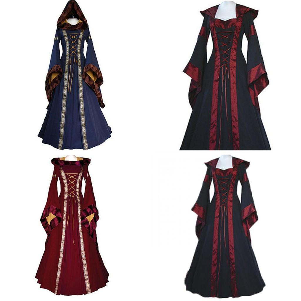 Women's Cosplay Halloween Party Dress Vintage Gothic Medieval Costume