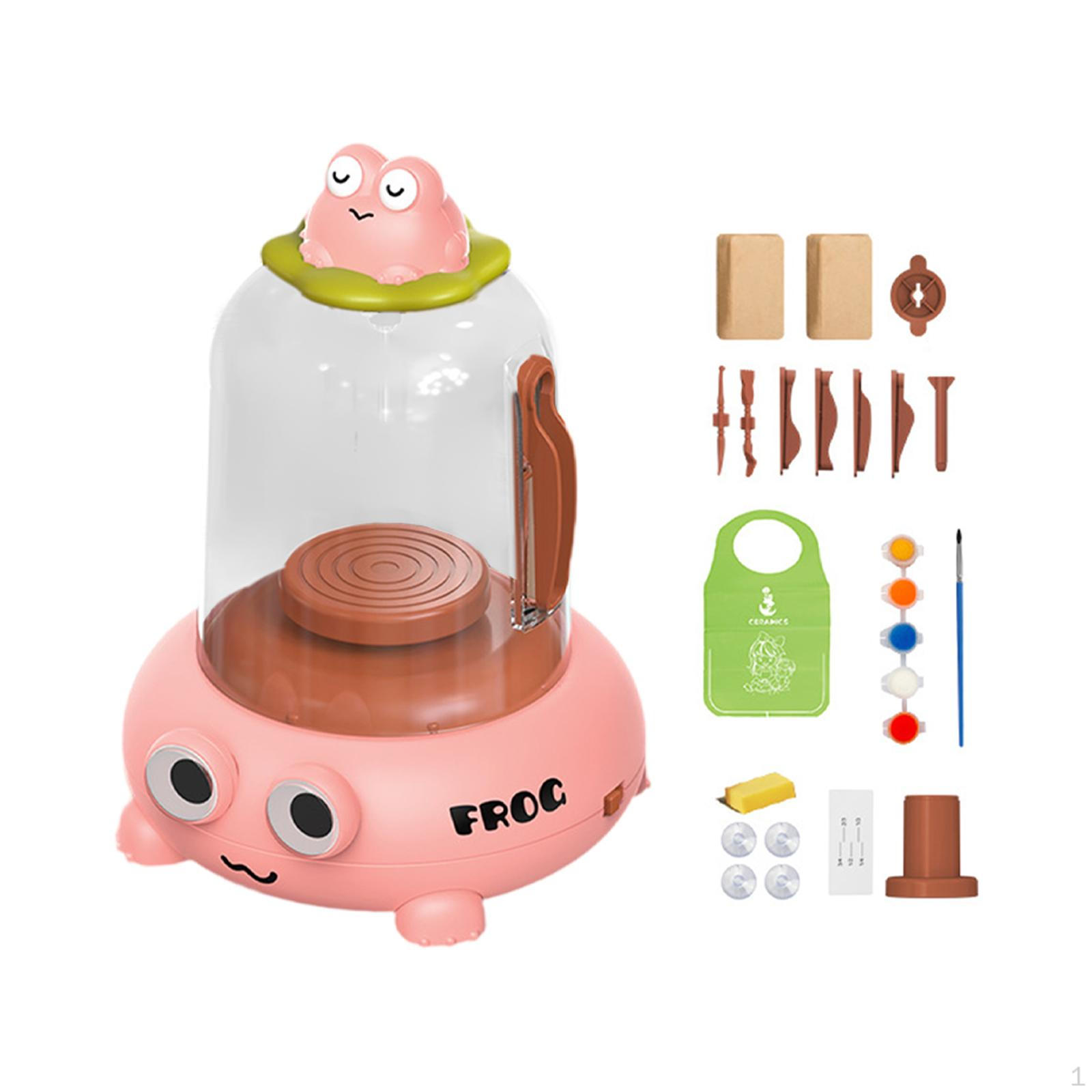 

Electric Pottery Machine DIY Set Clay Wheel Art Supply Sculpting Tools Painting Shape Mini Portable рожевий