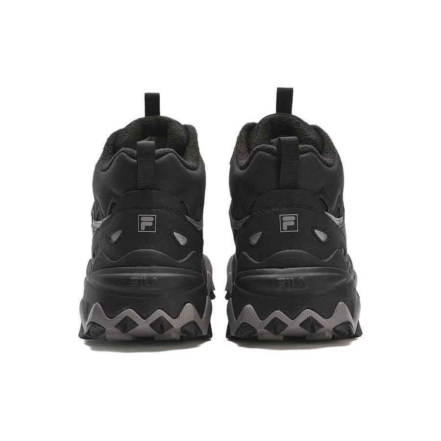 FILA Oakmont Fabric Synthetic Leather Fleece Comfortable Versatile Mid-Top Dad Shoes Men sneaker Black Sky-Gray F12M342127FBD