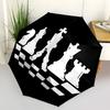 1pc Chess Pieces Automatic Open/Close Umbrella with One-Touch Button, Compact Folding Canopy, Sturdy 8-Rib Windproof Design S32