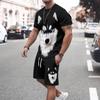 Men's Stylish Printed Two-piece Summer Suit Including Round Neck Short-sleeved T-shirt + Shorts