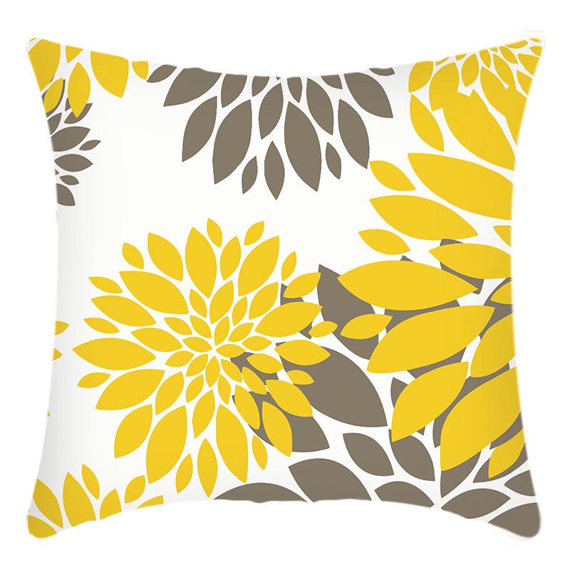 

New Green Plant Letter Print Yellow Daisy Chrysanthemum Print Cushion Home Sofa Cushion Cover 45 * 45Cm pillowcase