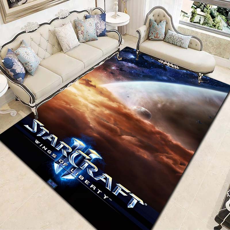 StarCraft Game Character Print Flannel Area Rug Non-Slip Floor Mat For Game Room Bedroom Living Room Indoor Home Decor Gift