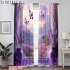 2pcs, Print Curtains 2D Plane Printing Lavender Scene Fabric (without Rod) Thermal Insulation, and Room Darkening Functions