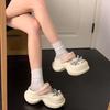 Sweet Bow Platform Hole Shoes Women's Spring and Summer 2025 New Outer Wear Heightening Rhinestone Bag Head Half Slippers