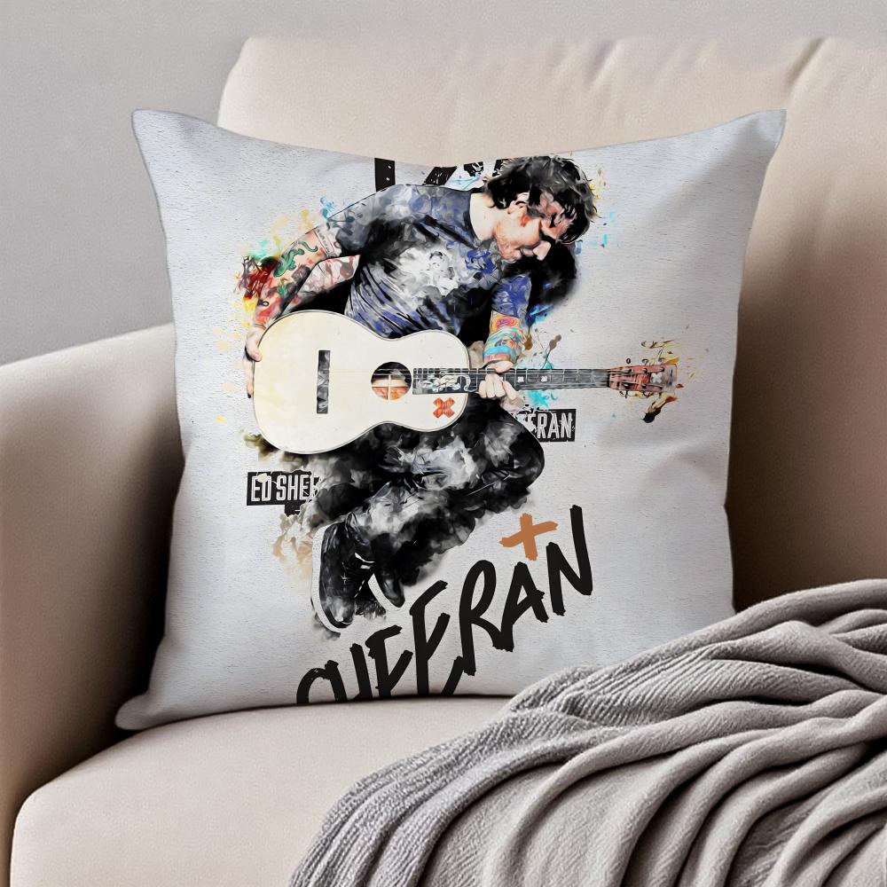 Lyrical  Down to earth POP Singer EEd Sheeran Cushion Cover Pillowcase Antidustmite Invisible Zipper Short Plush Sofa Cushion