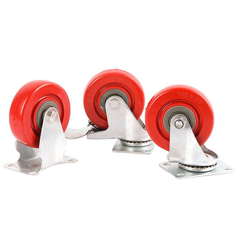 Ice Yu Red PVC Fixed Caster Wheels (2-Pack)