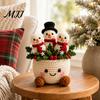 Festive Home Tabletop Decor Simulated Crochet Christmas Potted Decor, Knitted Mini Artificial Tree Flower Decorative Yarn Craft for Ornament,