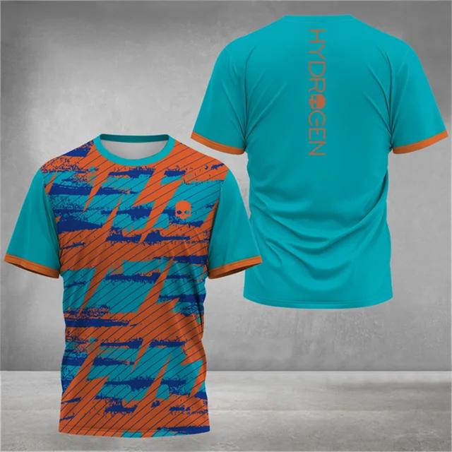 Fashion Color Striped 3D Print T Shirt For Men Outdoor Tennis Badminton Training Clothing Casual O-neck Short Sleeve Loose Tops