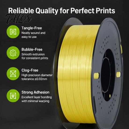High Precision Filament Silk PLA 3D Printer Filament, 1.75mm 1kg Spool for Supply FDM Printers, Shiny Metallic DIY Ornaments and Models Smooth Finish
